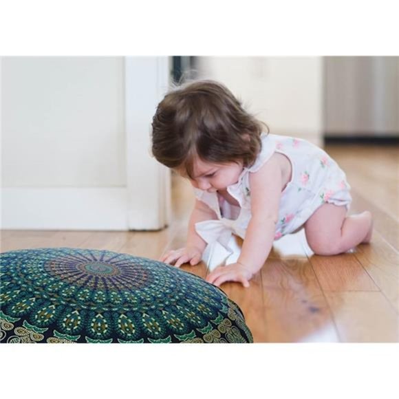 Room Décor Floor Pillow Meditation Boho Outdoor Cushion Cover MandalaBlue 32inch - Picture 3 of 6